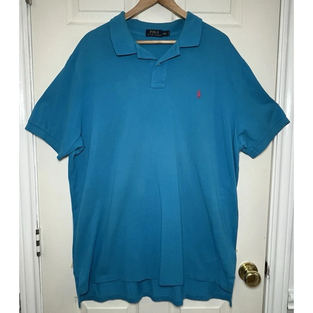 Polo Ralph Lauren Polo Shirt Men XXL Blue Short Sleeve Pony Cotton Classic